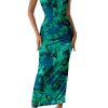 Women's Summer Maxi Bodycon Dresses Strapless Tube Top Slit Floral Printed Party Club Long Dress