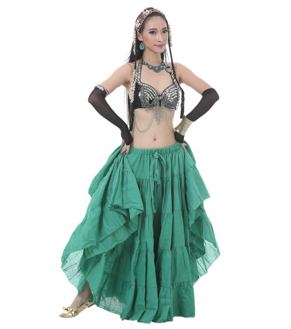 Woman Belly Dance Full Circle Maxi Trible Skirts Linen Bohe Dress