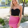 Faux Leather Skorts for Woman High Waisted Pull On Shorts Elastic Waist Ruched Wrap Asymmetrical Skorts Skirts