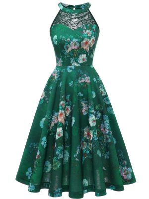 Women Cocktail Prom Wedding Dress Halter Lace Evening Party Short Vintage Homecoming Dresses