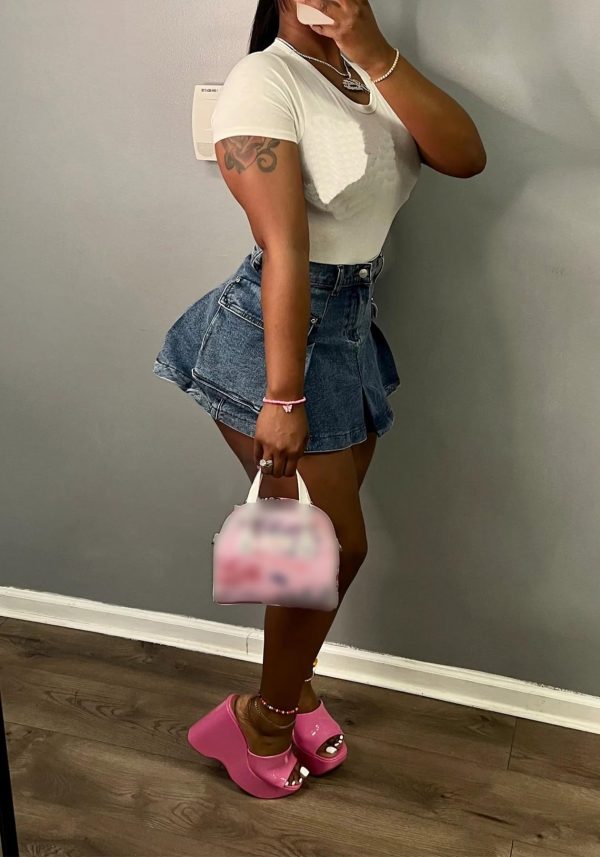 Women's Mini Jean Skirts Slit Bodycon Denim Skirt with Pockets Summer Vintage Streetwear