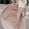Women's High Waist Flowy Pleated Chiffon Maxi Skirt