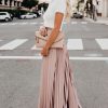 Women's High Waist Flowy Pleated Chiffon Maxi Skirt