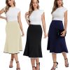Women Midi Pencil Skirt Contrast Trim Stretch Long Bodycon Office Skirts for Women Trendy Mermaid Style