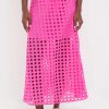 2025 Summer Casual Long Skirt for Women Cotton Eyelet Beach Maxi Skirt with Underneath
