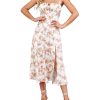 Floral Midi Corset Dress Boho Flowy Slit Lace Up Dresses for Women Going Out A Line Casual Sundress