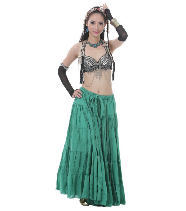 Woman Belly Dance Full Circle Maxi Trible Skirts Linen Bohe Dress