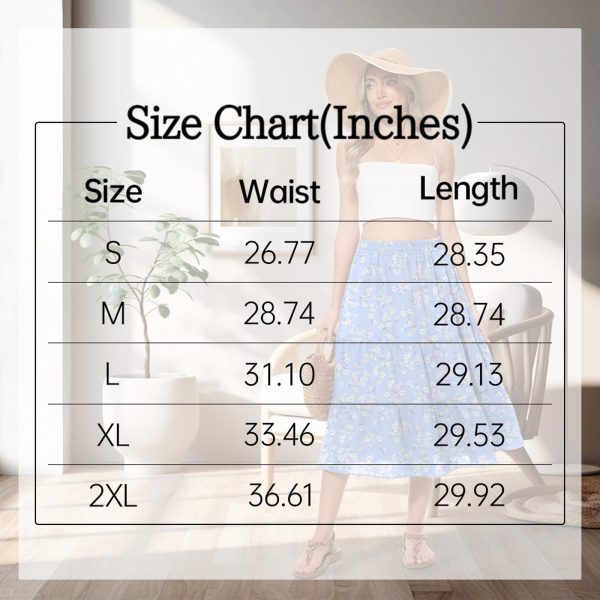 Women's Summer Midi Skirt Tiered Flowy High Waist A-Line Elastic Ruffle Casual Skirts with Pockets