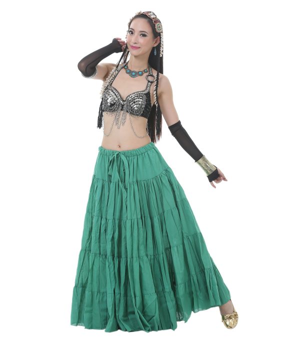 Woman Belly Dance Full Circle Maxi Trible Skirts Linen Bohe Dress