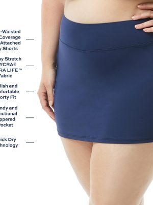 Emma Swim Skort - Modest Plus Size Swimsuit Skirt with Built in Shorts