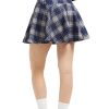 Women's Vintage Elastic Waist Plaid Flared Mini Skater Skirt