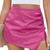 Faux Leather Skorts for Woman High Waisted Pull On Shorts Elastic Waist Ruched Wrap Asymmetrical Skorts Skirts
