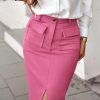 Women High Waisted Cargo Midi Skirt Trendy Spring Summer Pencil Slit Dressy Casual Business Work Long Skirts