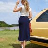 Women Midi Pencil Skirt Contrast Trim Stretch Long Bodycon Office Skirts for Women Trendy Mermaid Style