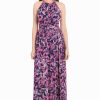 Women's Mesh Halter Maxi with Ruched Waistband Event Guest of Occasion Garden Party