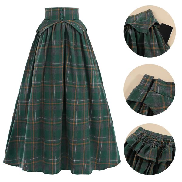 Plaid Dresses for Women Vintage Victorian Tartan Skirt