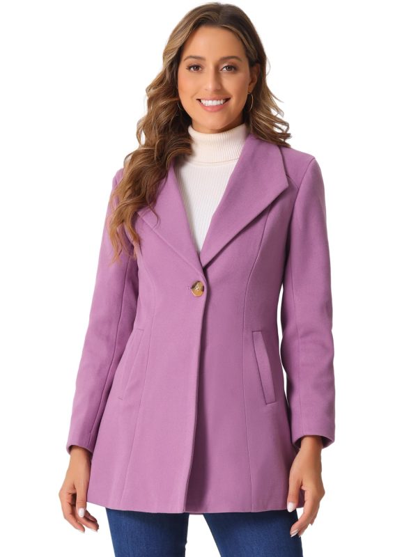 Women's Lapel Collar Buttoned Outwear Elegant Work Notch Trench Winter Coats