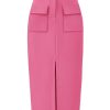 Women High Waisted Cargo Midi Skirt Trendy Spring Summer Pencil Slit Dressy Casual Business Work Long Skirts