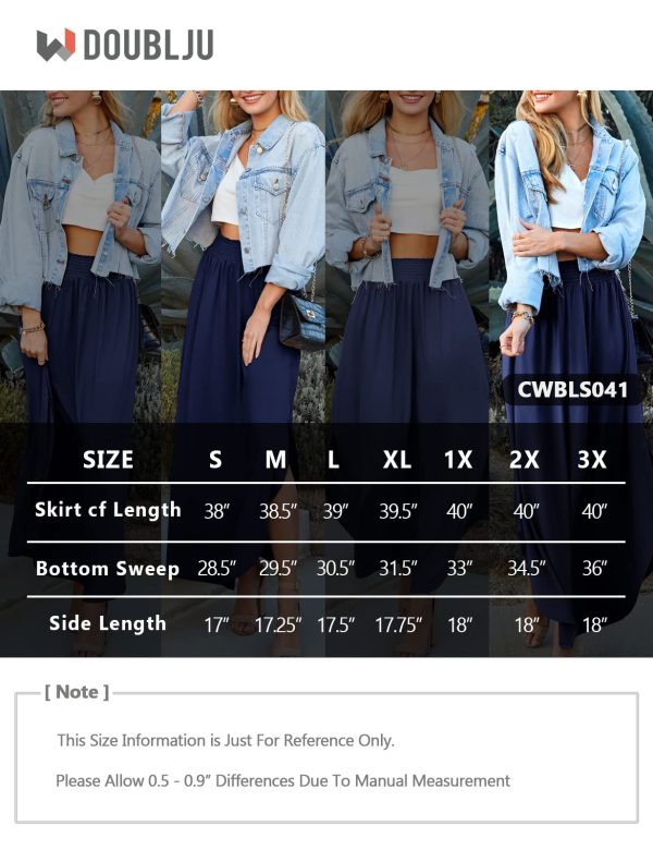 Casual High Waisted Maxi Skirts Elastic Waist Band Ankle Length Trendy Summer Long Skirt for Womens with Plus Size