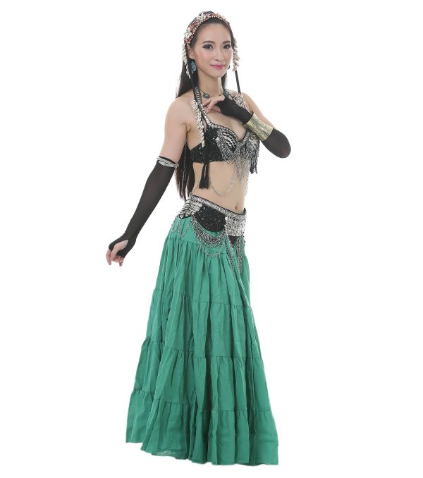 Woman Belly Dance Full Circle Maxi Trible Skirts Linen Bohe Dress