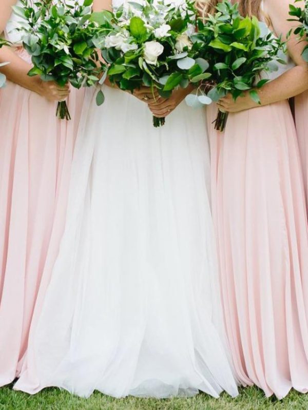 Long Maxi Floor Lengh Chiffon Skirt Elastic High Waist Bridesmaid Skirt
