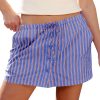 Womens Summer Striped Mini Skirts Casual Drawstring Elastic Waist Button Cute Y2K Skorts Shorts