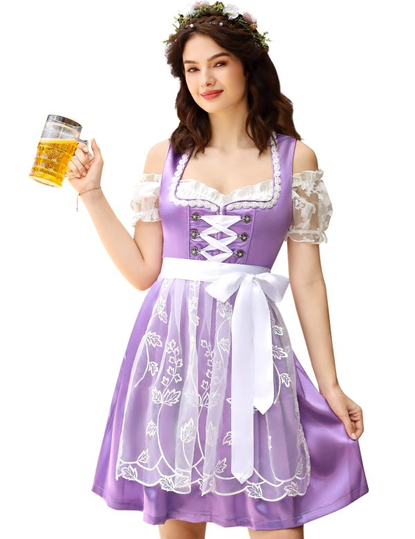 Women's German Dirndl Dress 3 Pieces Traditional Bavarian Oktoberfest Costumes For Carnival Party