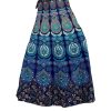 Women’s Bohemian Print Cotton Long Skirt Pareo Beach Wrap Cover up Elastic Waist One Size Waist 22"-39"