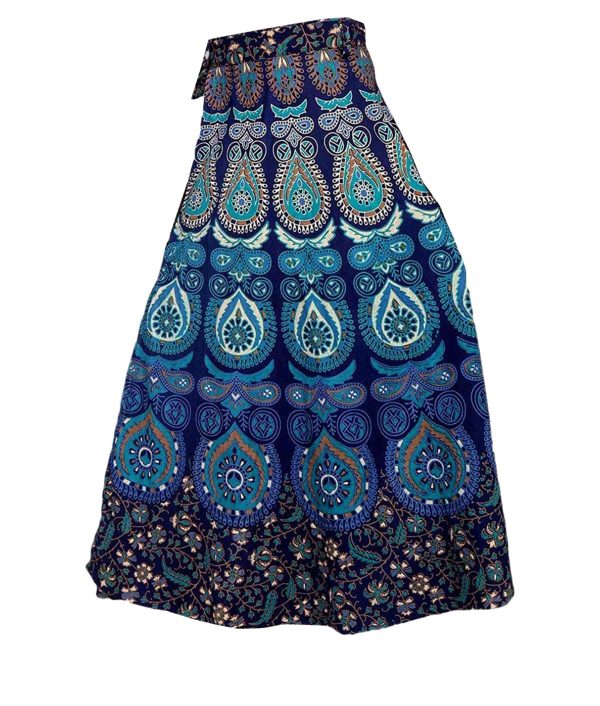Women’s Bohemian Print Cotton Long Skirt Pareo Beach Wrap Cover up Elastic Waist One Size Waist 22"-39"