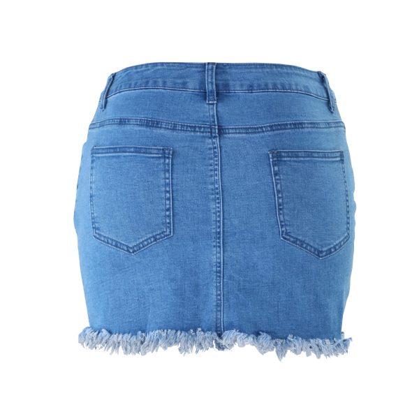Women's Casual Short Denim Skirt Y2K Stretchy Jean Skirt Washed Frayed A-Line Denim Jean Short Skirt
