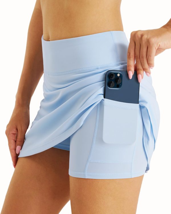 Women Tennis Skirt Athletic Skort High Waisted Golf Inner Shorts with Pockets Running Sports Pickleball