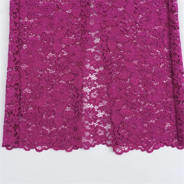 Women's Style High Waist Split Straight Lace Mid Length Dress Midi Skirt