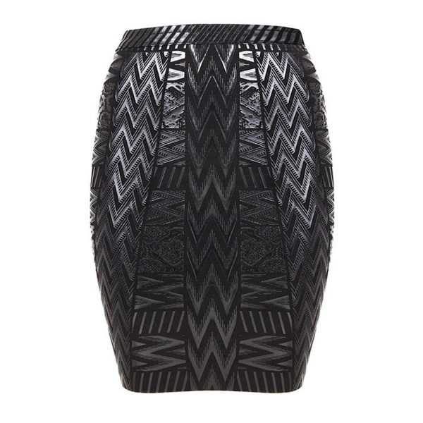 Leather Metallic High Waist Bandage Skirt