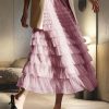 Women's Layered Tulle Skirts A Line Ruffle High Waisted Mesh Long Maxi Skirt Petticoat