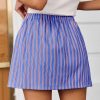 Womens Summer Striped Mini Skirts Casual Drawstring Elastic Waist Button Cute Y2K Skorts Shorts