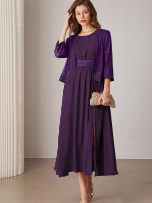 Women's Formal Dresses Mother of The Bride Dresses for Wedding Party Cocktail Dress Two Piece Dress Sequin Dress