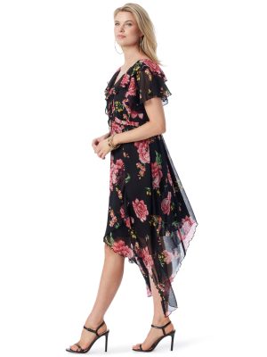 Women's Maila High-Low Hem Ruffle Maxi Dress with Linning Standard