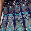 Women’s Bohemian Print Cotton Long Skirt Pareo Beach Wrap Cover up Elastic Waist One Size Waist 22"-39"