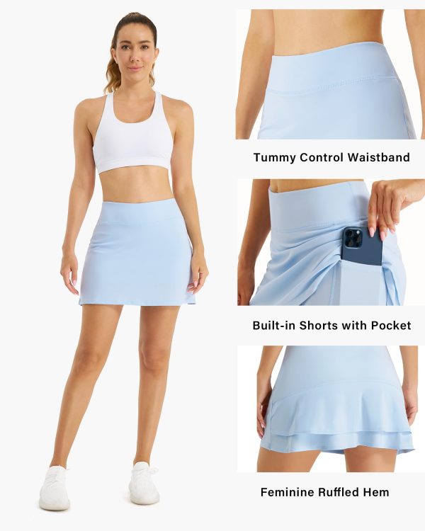 Women Tennis Skirt Athletic Skort High Waisted Golf Inner Shorts with Pockets Running Sports Pickleball