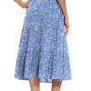 Women's Summer Midi Skirt Tiered Flowy High Waist A-Line Elastic Ruffle Casual Skirts with Pockets