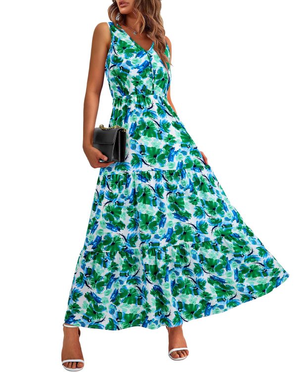 Women Summer Dresses Casual Sleeveless Maxi Dresses Cute Floral Long Dress Wedding Guest Dress