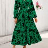Womens Spring Long Sleeve Wrap V Neck Ruffle Floral Maxi Dress Casual Tie Waist Boho Chiffon Flowy Long Dresses