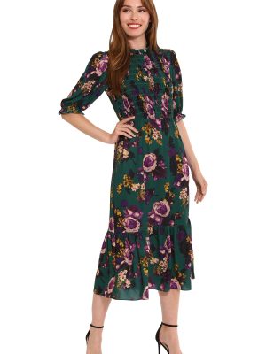Women's High Neck Sheer Midi Dress