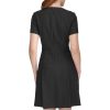 Women's Soft Hand Boucle Short Sleeve Button Front A-line Dress
