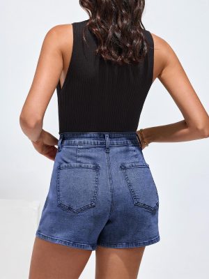 Denim Skorts for Woman Cargo Faux Wrap Jean Skort Skirts Stretchy High Waisted Skirt Shorts Country Concert Wear
