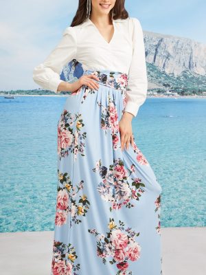 Womens Long Flowy Cute Modest High Waist Floor Length Pockets Maxi Skirt