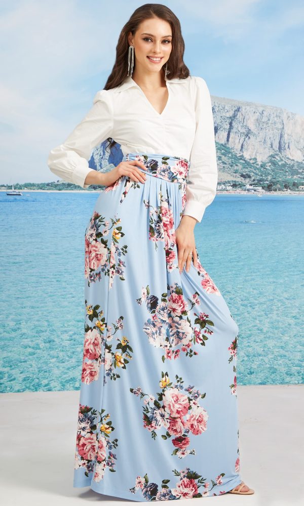 Womens Long Flowy Cute Modest High Waist Floor Length Pockets Maxi Skirt
