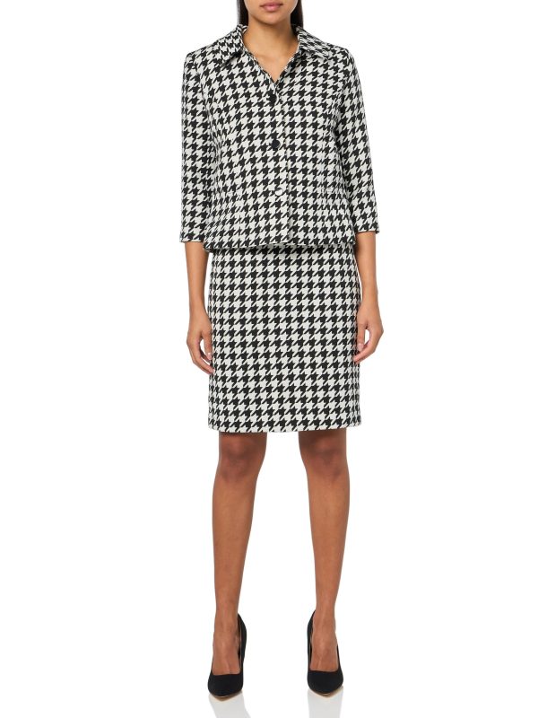 Women's Four Button Boxy Blazer & Skirt, 2pc Set