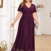 Plus Size Maxi Formal Dress Sparkly V-Neck A-line Ruffle Sleeves Evening Gown Cocktail Prom Glitter