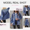 Women's Oversized Denim Jacket Casual Long Sleeve Denim Shirts Distresse Jean Jacket 2025 Spring Outfits